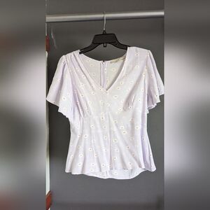 Ann Taylor Loft lavender flutter sleeved blouse